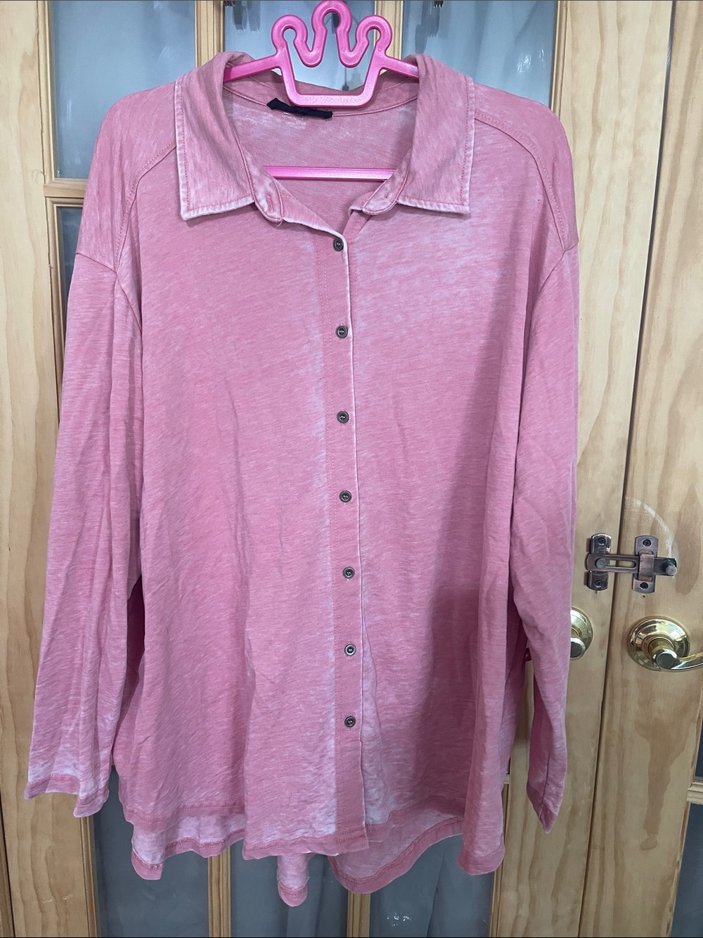 123. Women’s Washed Pink Button-Up Shirt